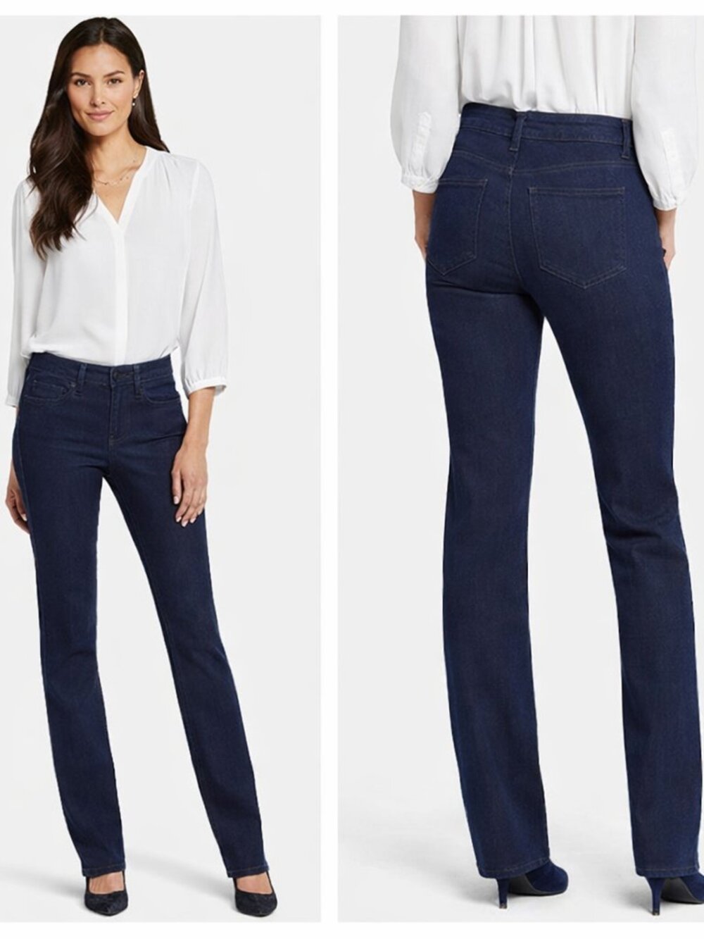 NYDJ Marilyn Straight Leg Jeans Women’s 10 Petite Dark Wash Lift Tuck Denim
